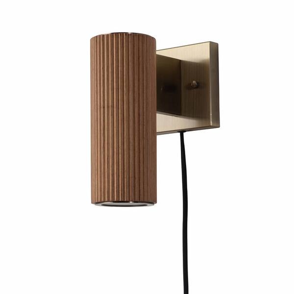 Wall Sconce Vertical Fluting Wood Cylinder Shade Lighting