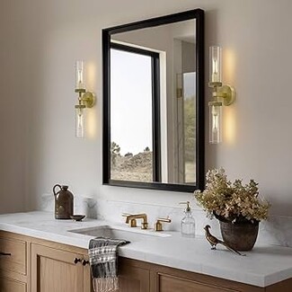 Wall Sconce: Vertical Knurled Texture Brass Vanity Lighting