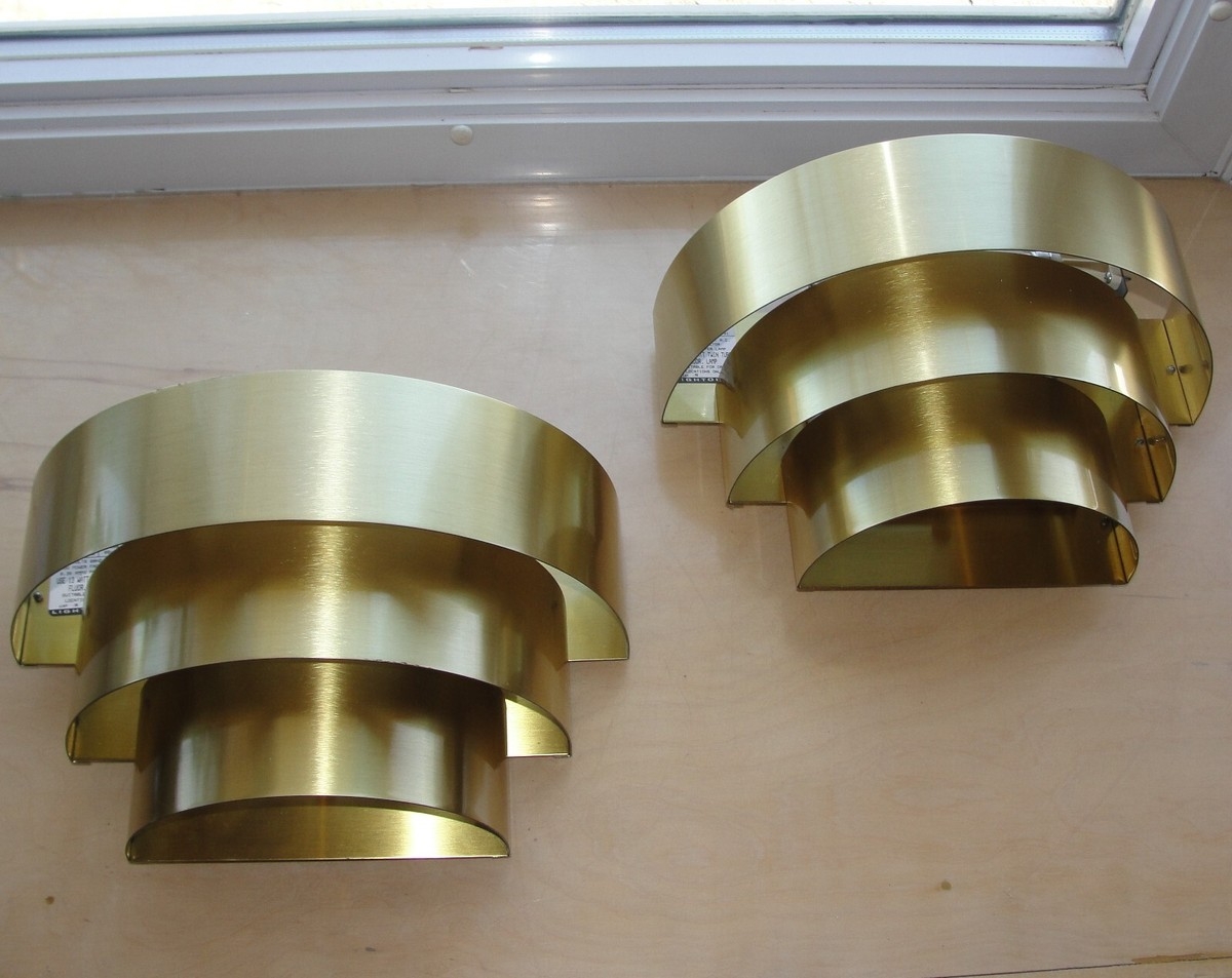 Wall Sconces Tiered Golden Metal with Semi-Cylindrical Profile
