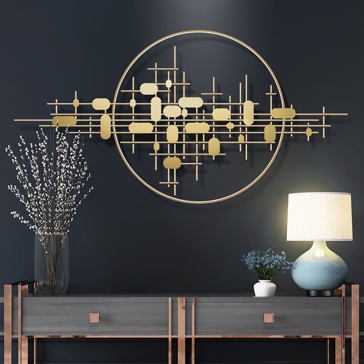 Wall Sculpture Circular Frame Abstract Geometric Art Hanging