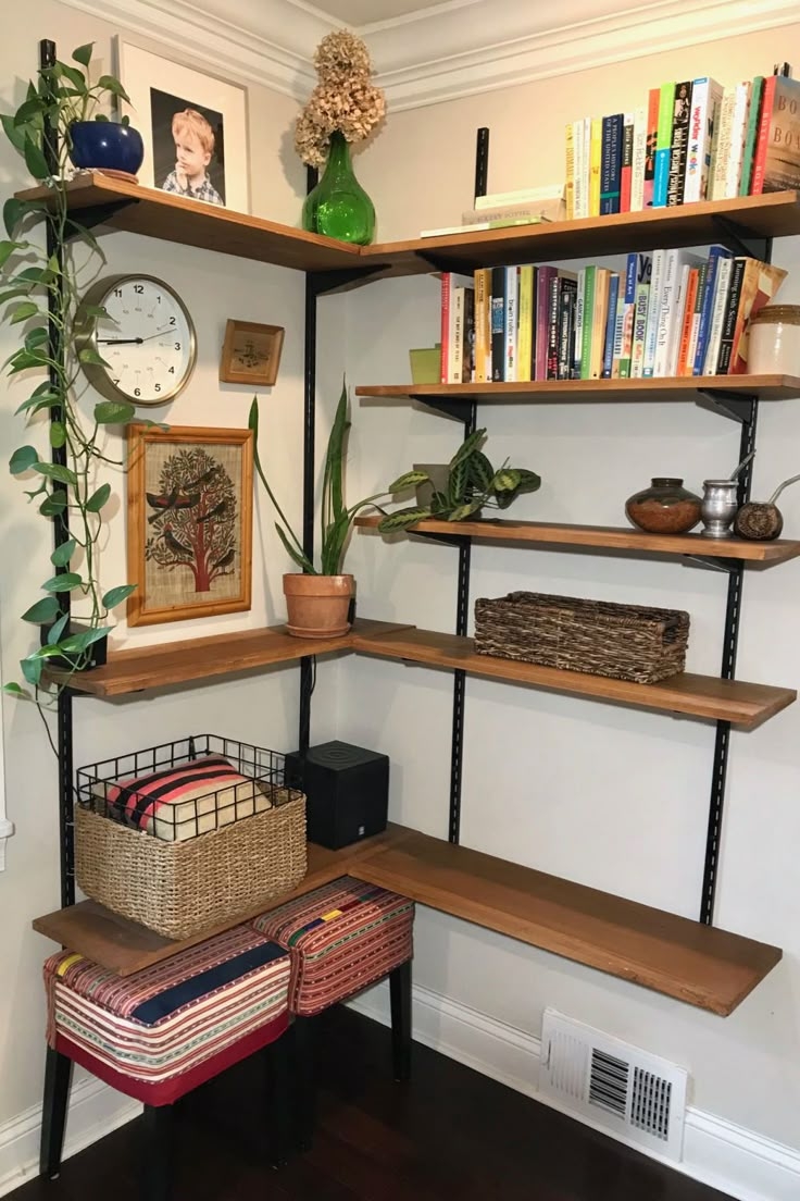 Wall Shelving System in Corner Configuration with L-Shape