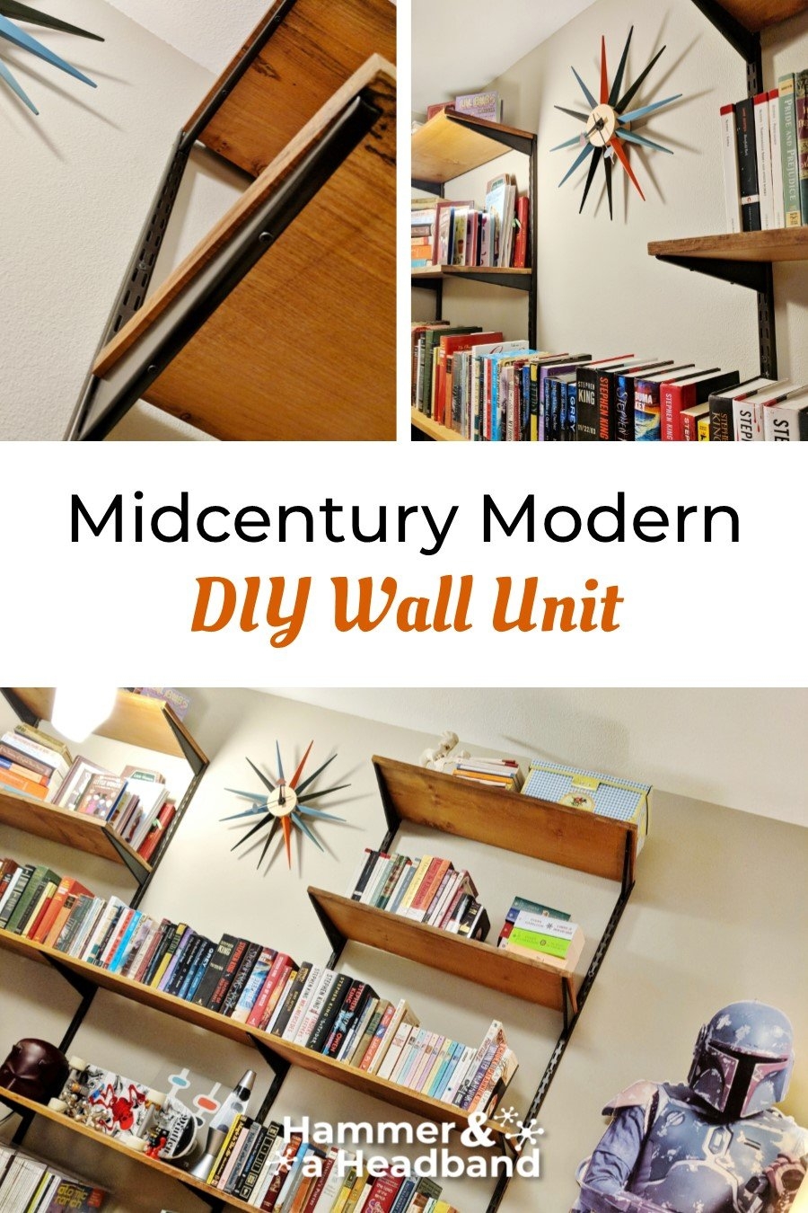 Wall Shelving Unit Using MCM Styling and Retro Library