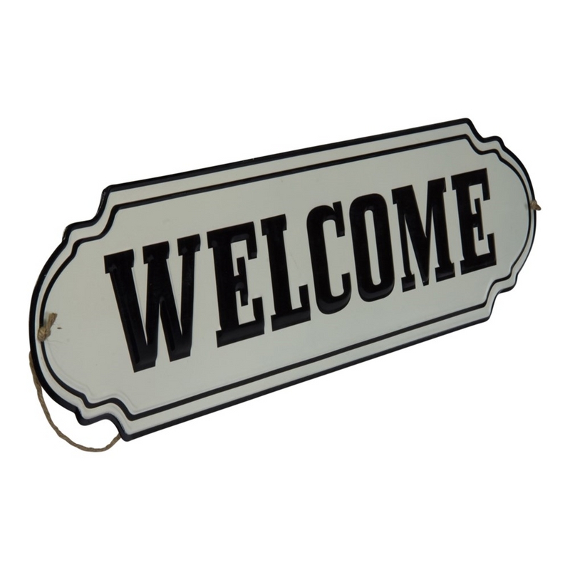 Wall Sign Off White Metal Scalloped Corners Rope Hanger