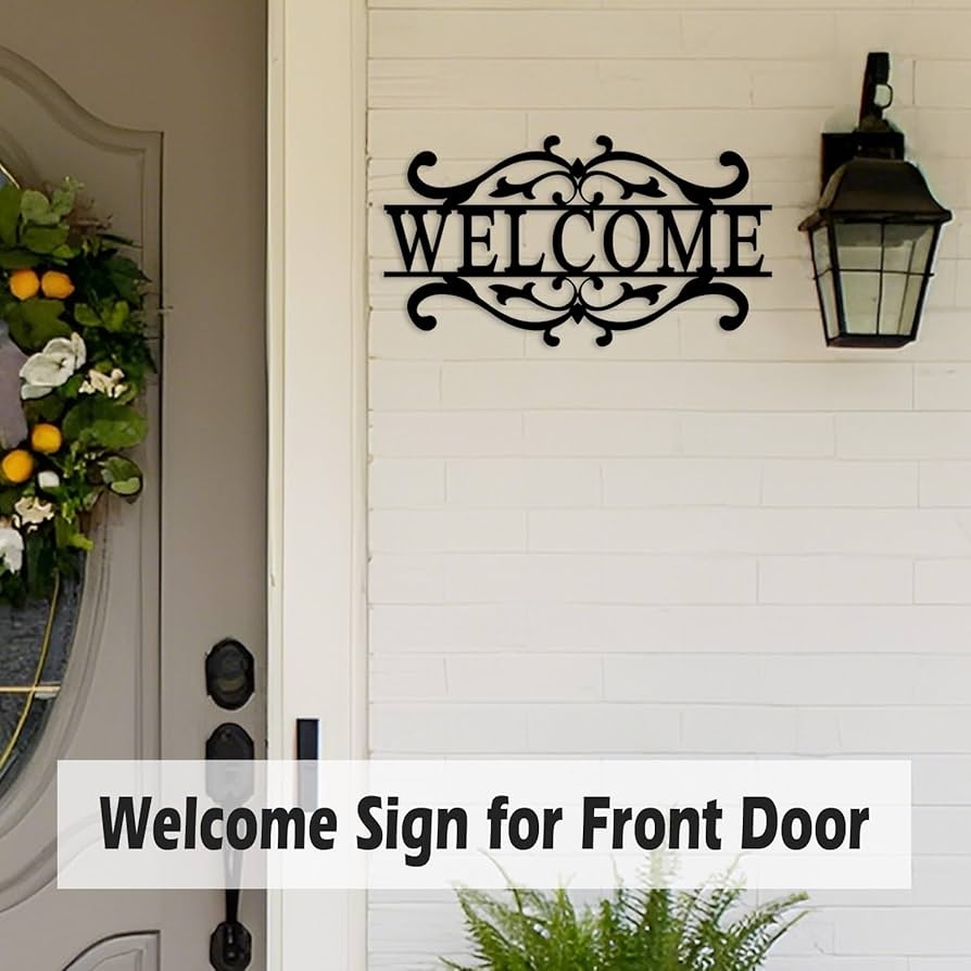 Wall Sign Traditional Black Metal Scrollwork Flourish