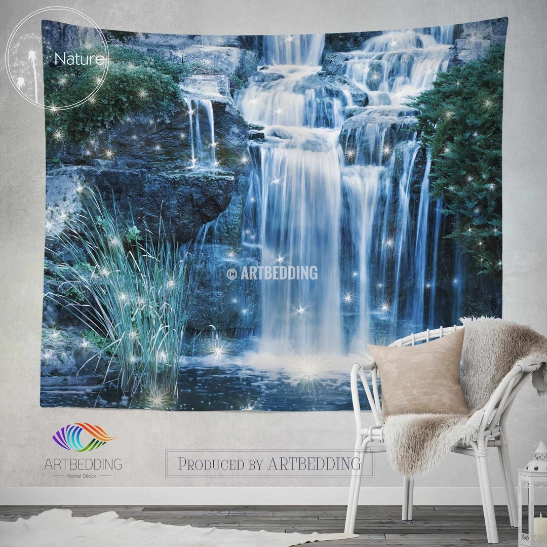 Wall Tapestry Magical Sparkling Overlay Waterfall Decor