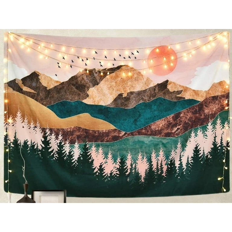 Wall Tapestry Marbled Texture Abstract Mountain Decor