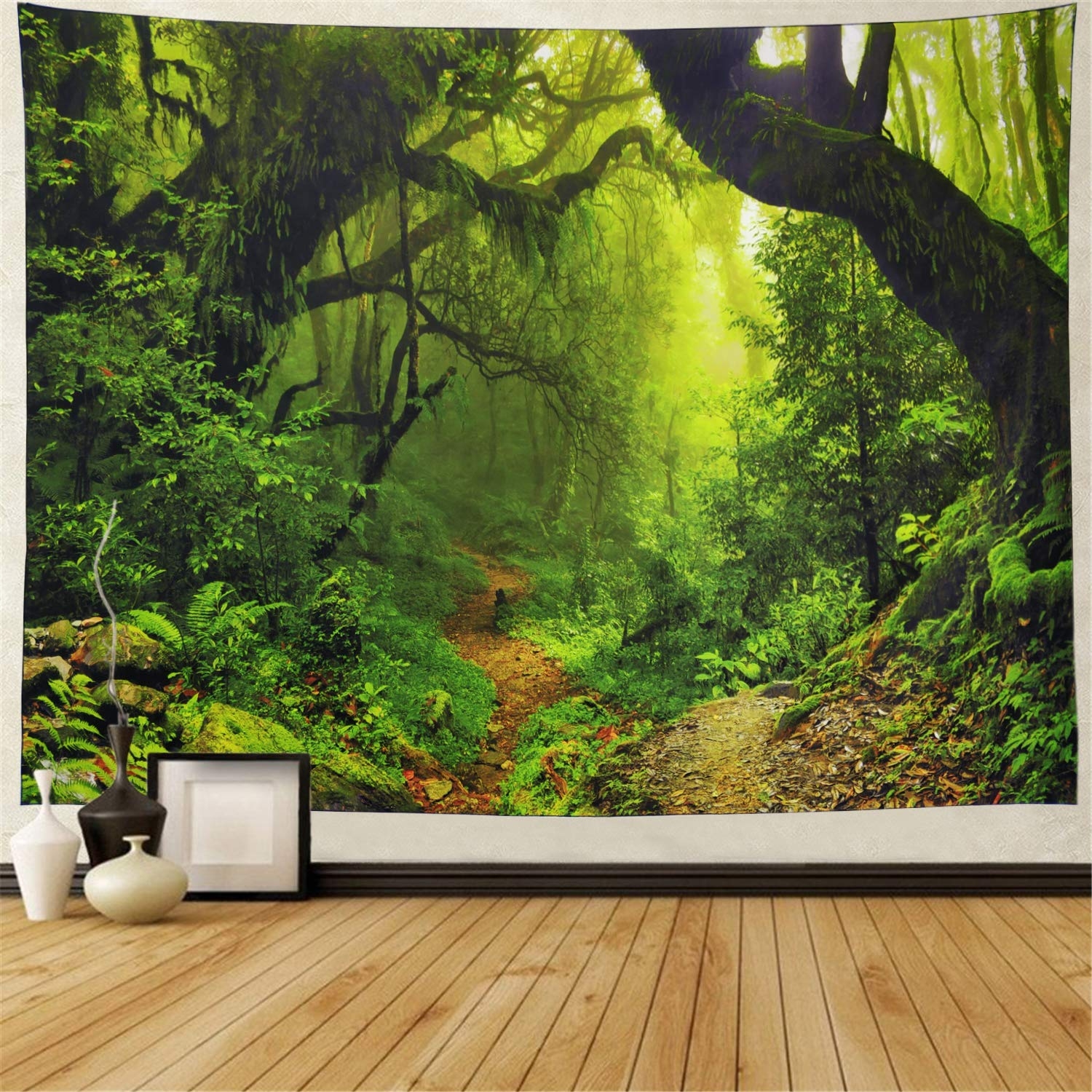 Wall Tapestry Misty Forest Print Large Scale Nature Mural