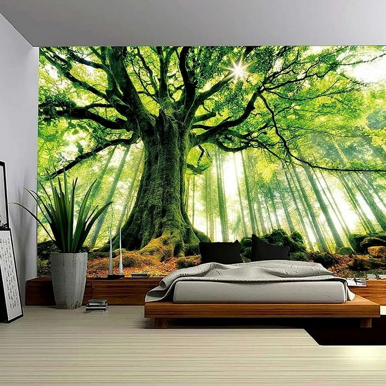 Wall Tapestry Mossy Tree Graphic Nature Forest Decor