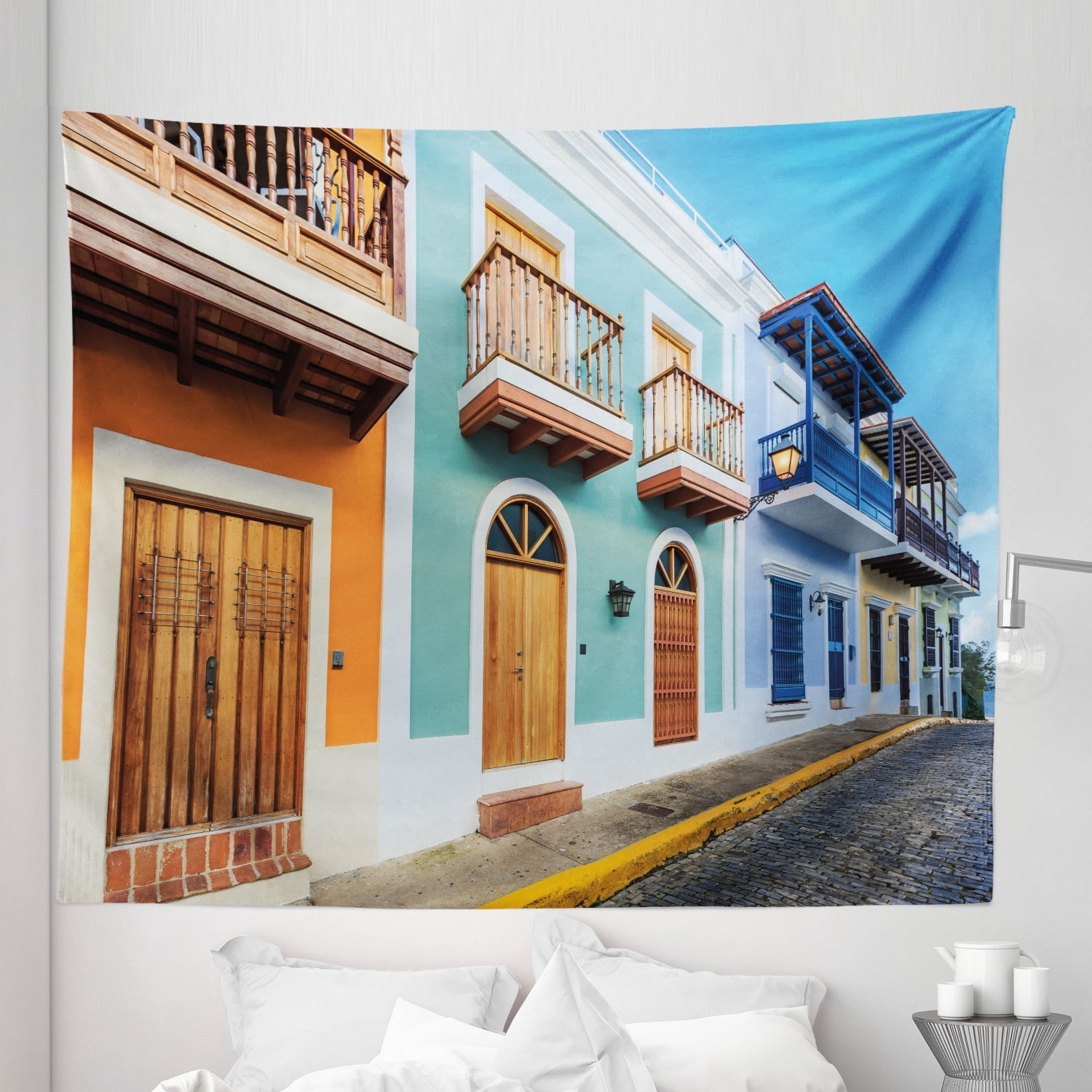 Wall Tapestry of Old San Juan Print Architectural Fabric
