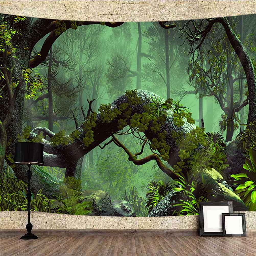 Wall Tapestry Oversized Moss Green Forest Wall Hanging