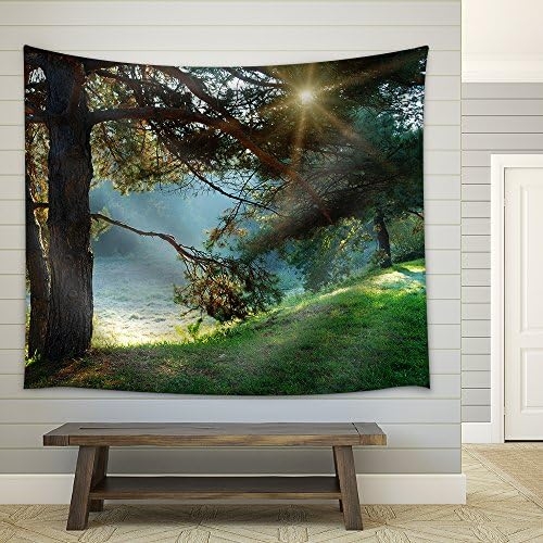Wall Tapestry Sun Ray Effect Misty Morning Forest Art