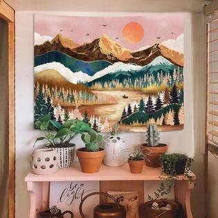 Wall Tapestry Sunset Palette Boho Mountain Wall Art
