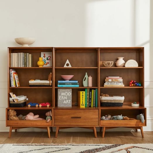 Wall Unit Featuring Acorn Finish and Tapered Leg Storage