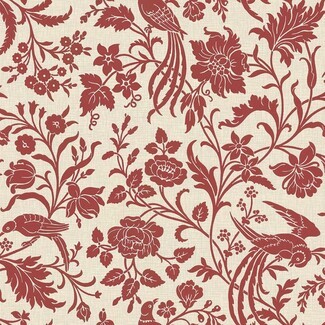 Wallpaper Avian Motif Brick Red Traditional Garden Decor