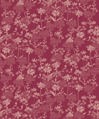 Wallpaper Burgundy Background Matte Retro Wildflower Pattern