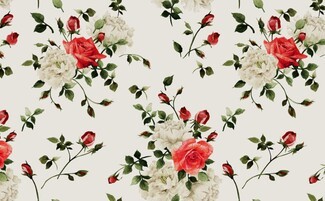 Wallpaper Crimson Red Roses Antique Cream Watercolor Floral