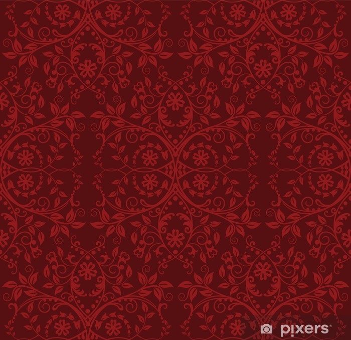 Wallpaper Damask Style Burgundy Red Victorian Floral Decor