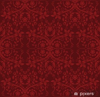 Wallpaper Damask Style Burgundy Red Victorian Floral Decor