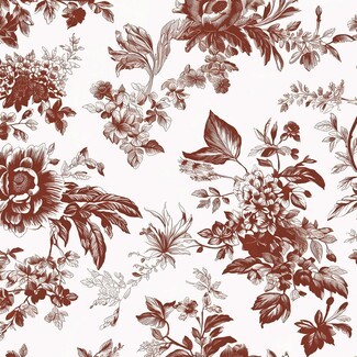 Wallpaper Peel and Stick Sienna Ink Heritage Botanical Pattern