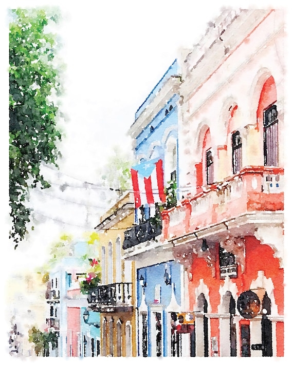 Watercolor Art Print with Aesthetic Spanish Colonial Art