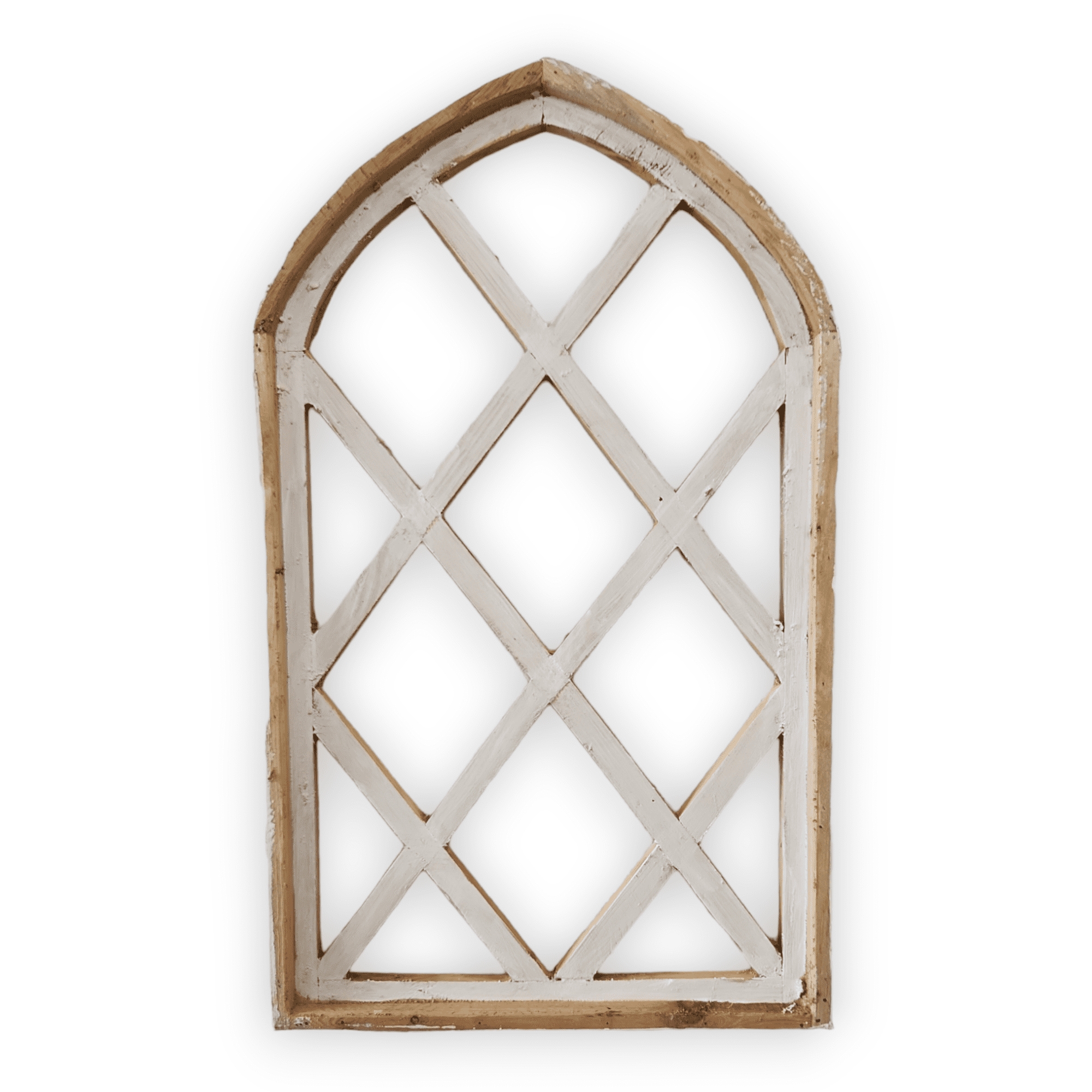 Window Arch - Distressed Cathedral Arch White Pointed Top Wall Decor