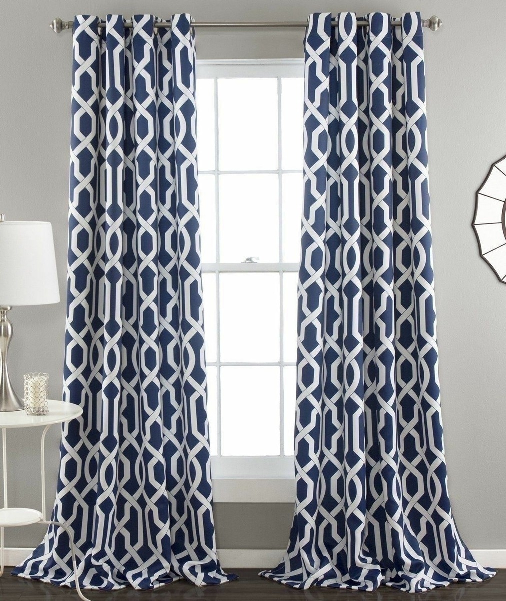 Window Curtains: High Contrast Geometric Trellis Pattern Drapes