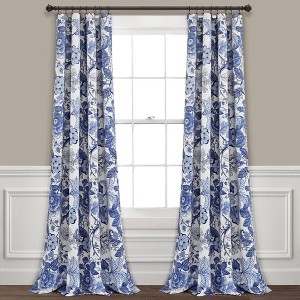 Window Curtains: Vintage Floral Prints, Microfiber Drapery Set