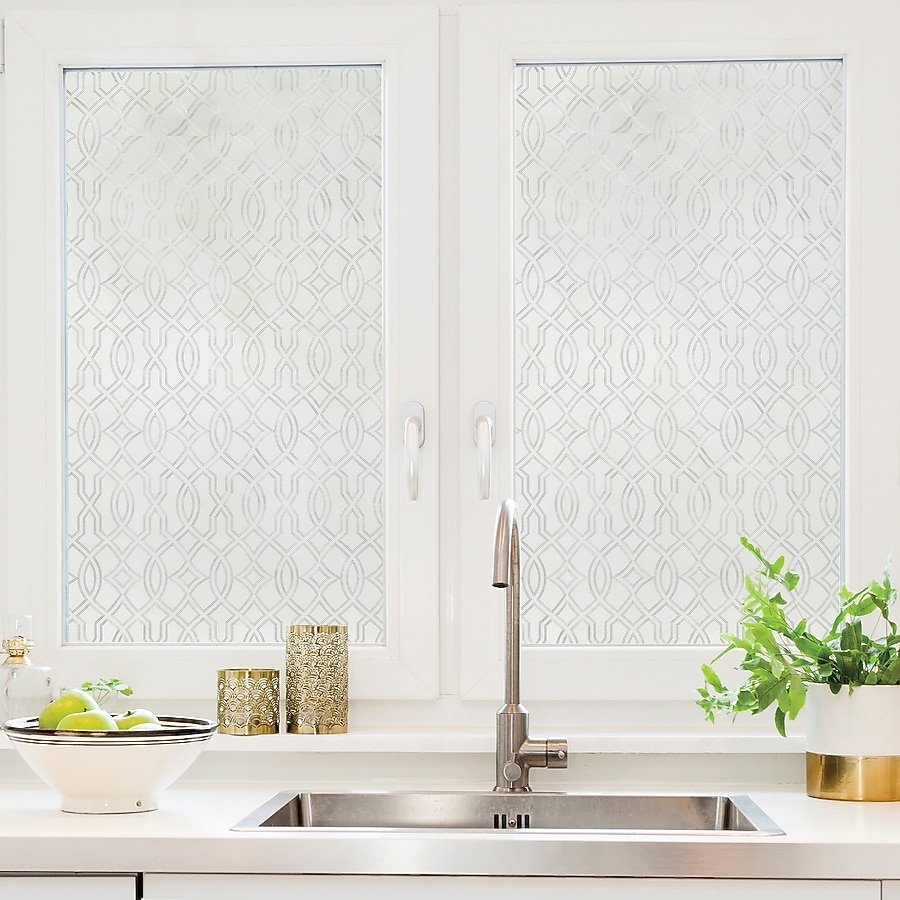 Window Film - Twisted Lattice Pattern Frosted White Privacy Glass DIY