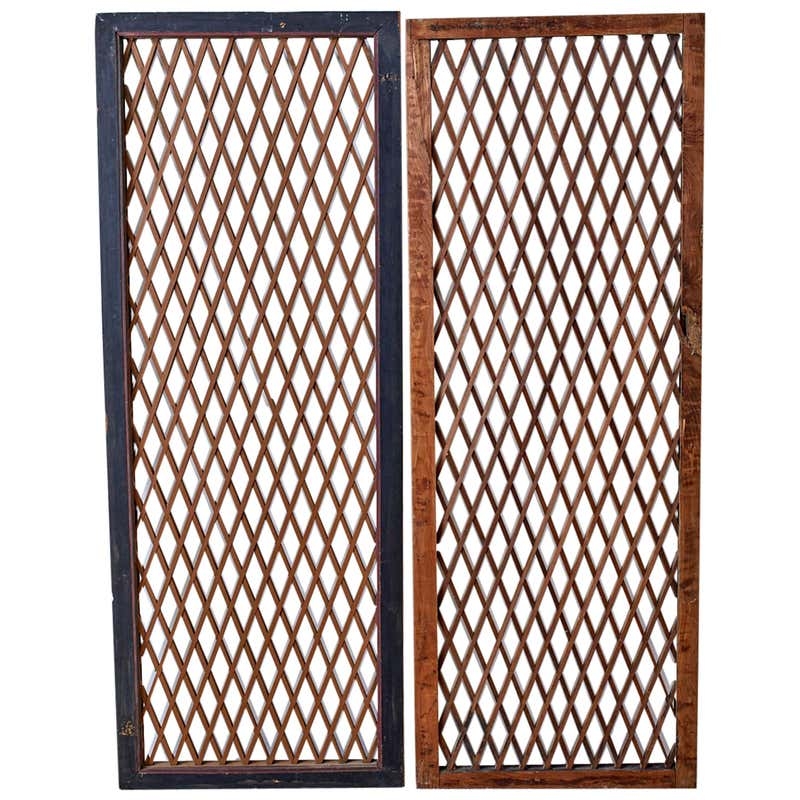 Window Panel - Chinese Geometric Lattice Pair With Contrasting Frames