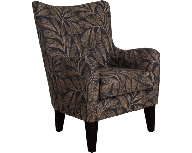 Wingback Chair Leaf Pattern with Tapered Wood Legs
