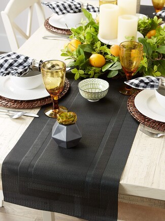 Woven Table Runner: Matte Black Mesh Weave Design