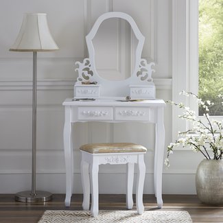 Demello Antique Vanity Set with Mirror