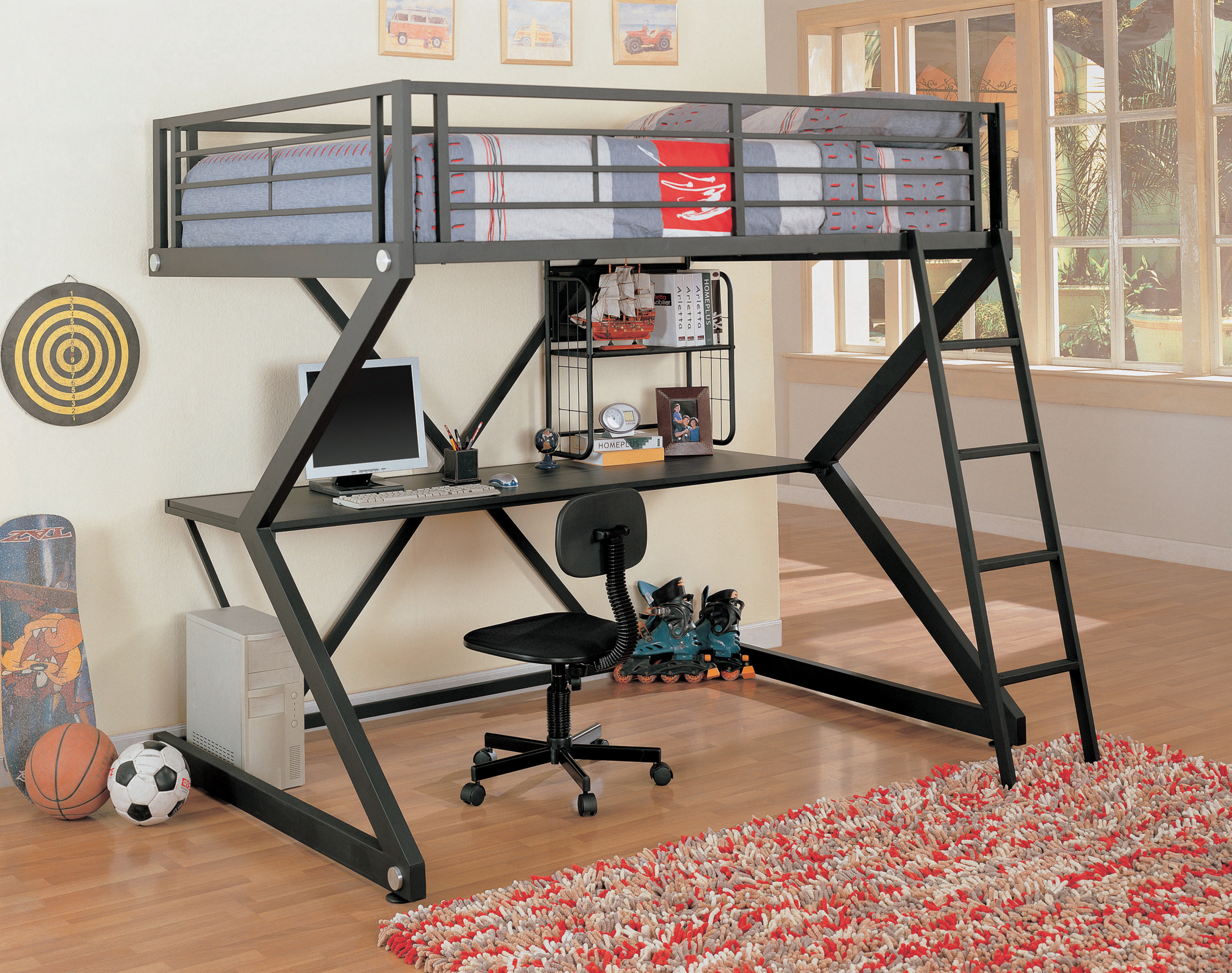Full Size Loft Bed With Desk Visualhunt, Full Loft Bed Desk Futon