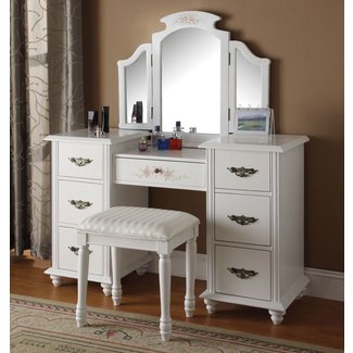 vanity makeup mirror table furniture stool torian lighted mirrors tri dressing folding bedrooms elegant relax simple walmart furnishings infini traditional