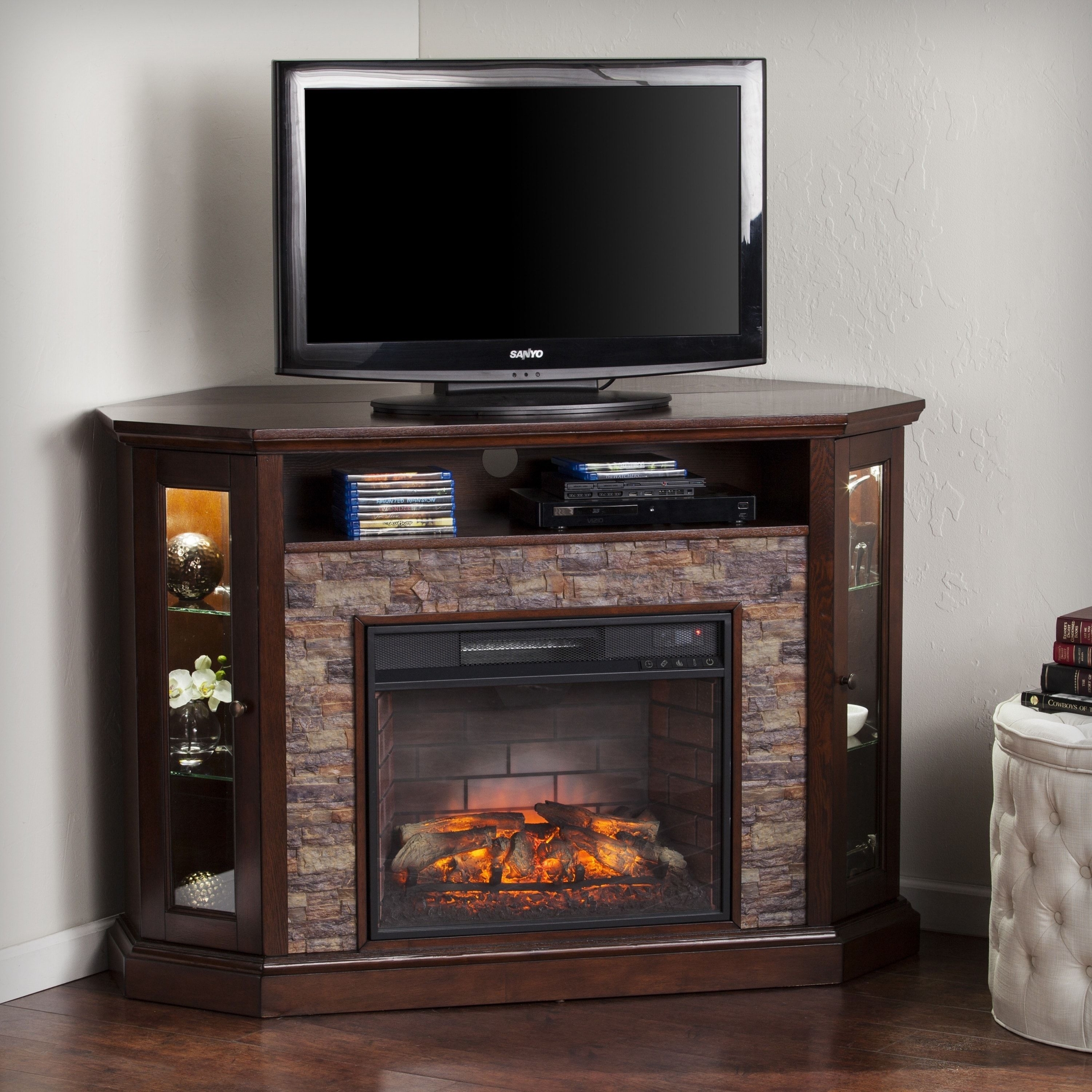 70 inch corner tv deals stand with fireplace