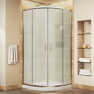 Prime Frameless 38" x 38" x 74.75" Curved Sliding Shower Enclosure