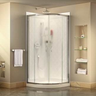 Prime Frameless 38" x 38" x 76.75" Square Sliding Shower Enclosure