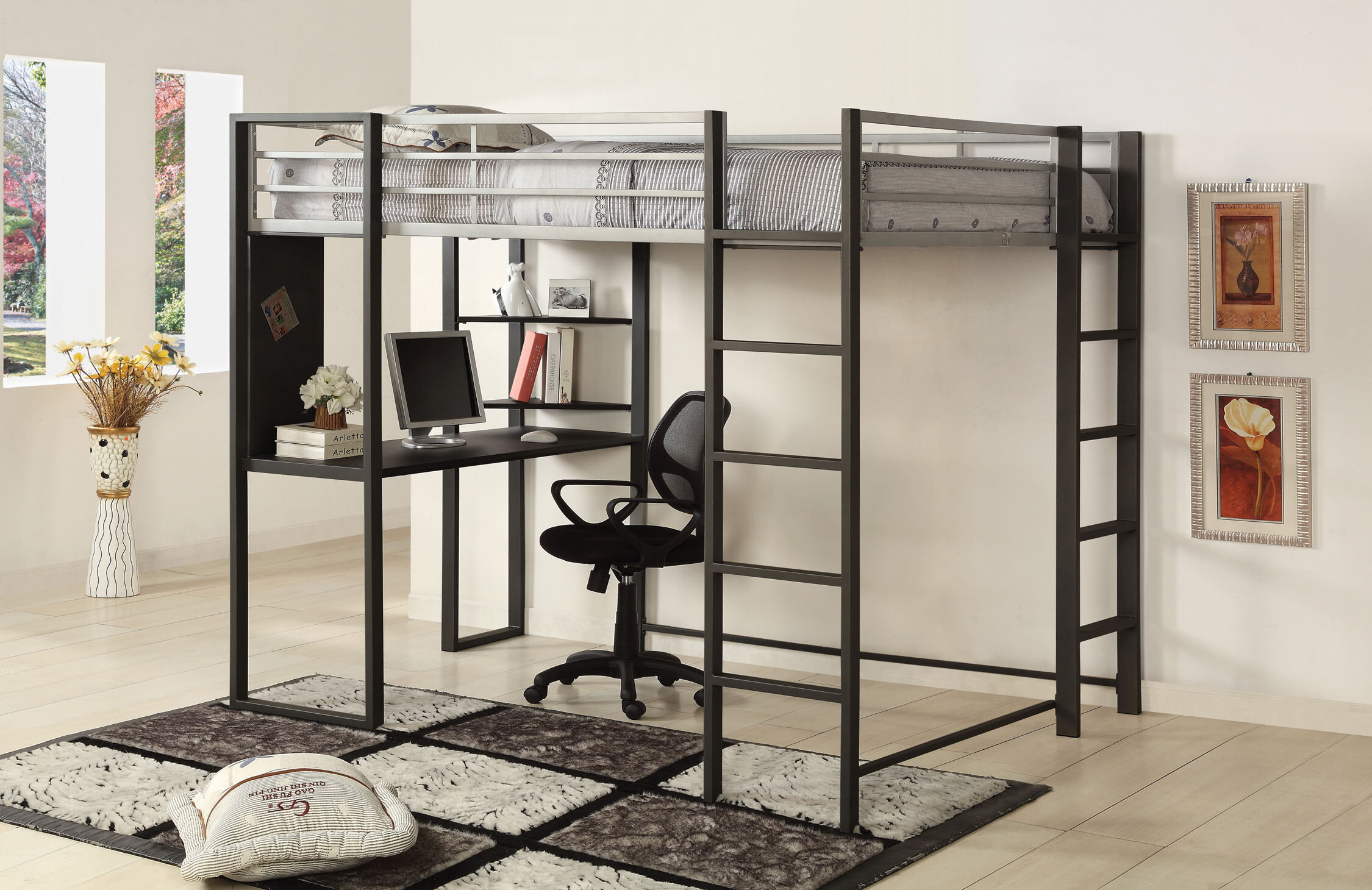 Full Size Loft Bed With Desk Visualhunt, Black Full Size Bunk Bed With Desk