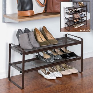 Space Saving 6 Pair Stackable Shoe Rack