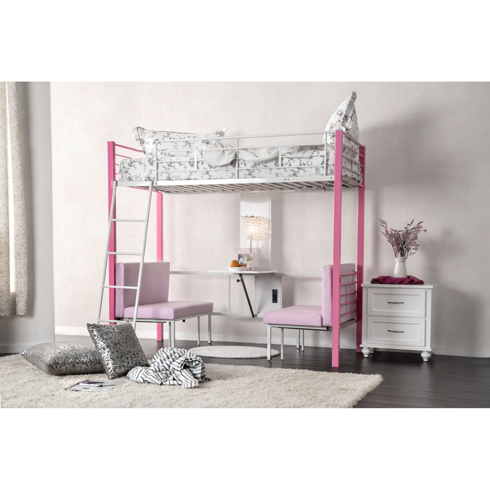 Twin over Twin Bunk Bed with Cushions