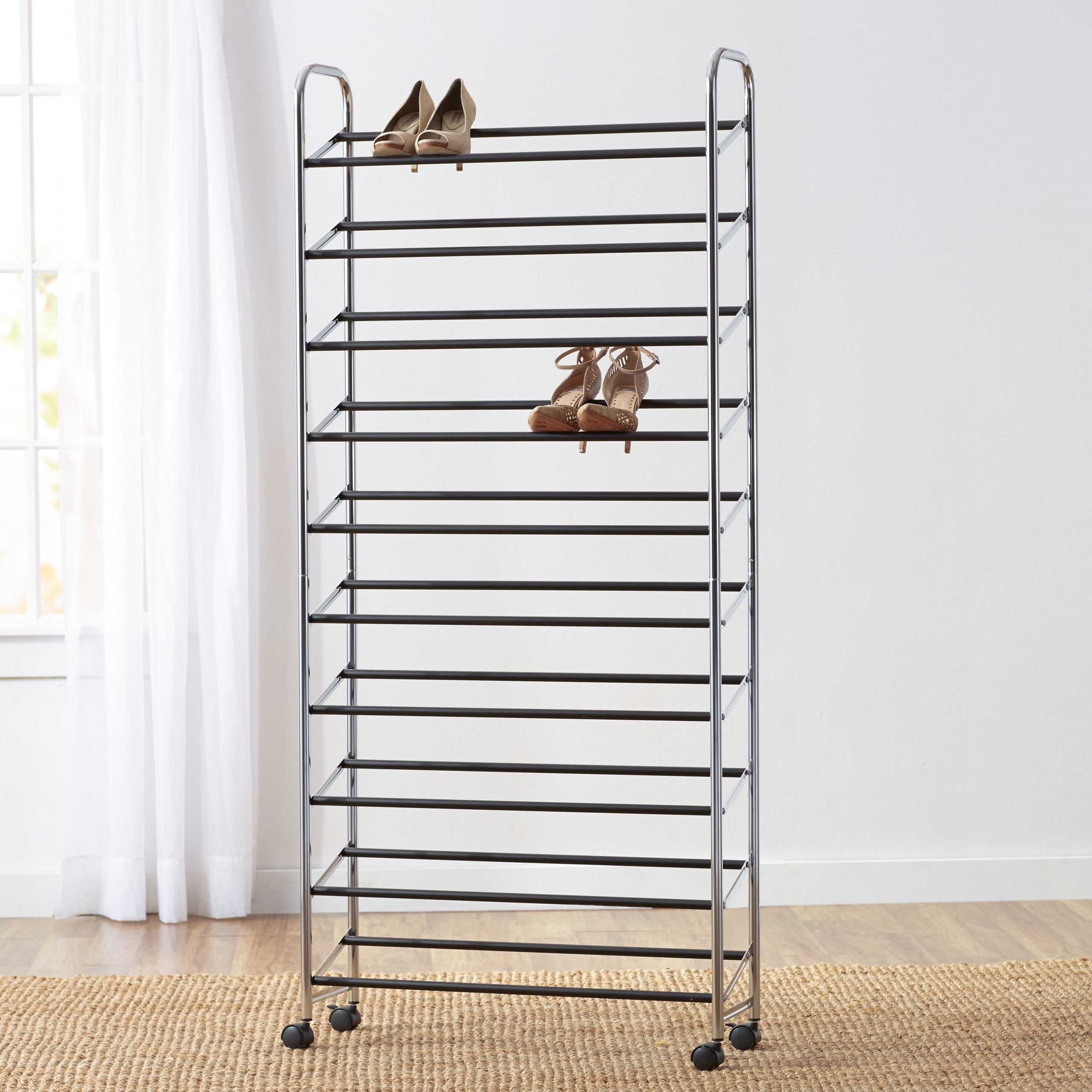 Wayfair Basics 50 Pair Rolling Shoe Rack