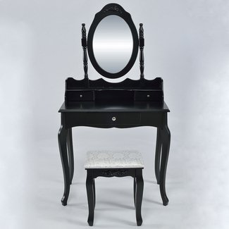 Wilmette Vintage Makeup Vanity Set with Mirror
