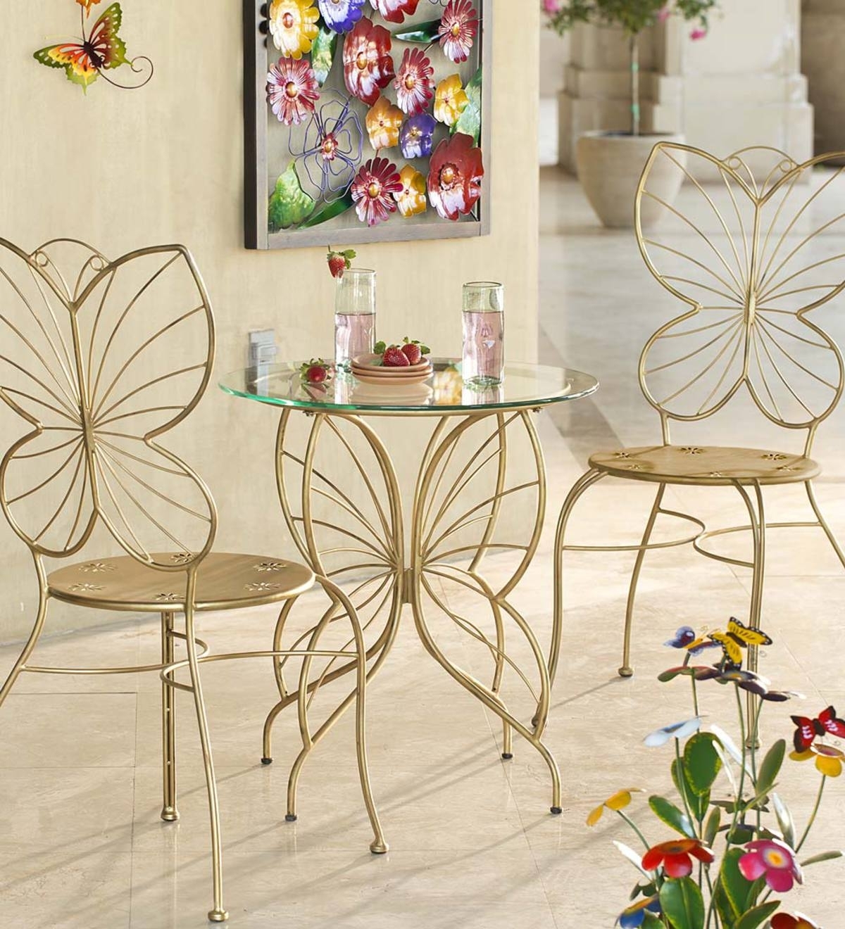 4 Pcs Metal Butterfly Wall Decor Hanging Decoration Butterfly Wall Art Sculpture Garden 3D Butterfly for Indoor Outdoor Backyard Living Room Bedroom Porch Patio Fence Home Decor 