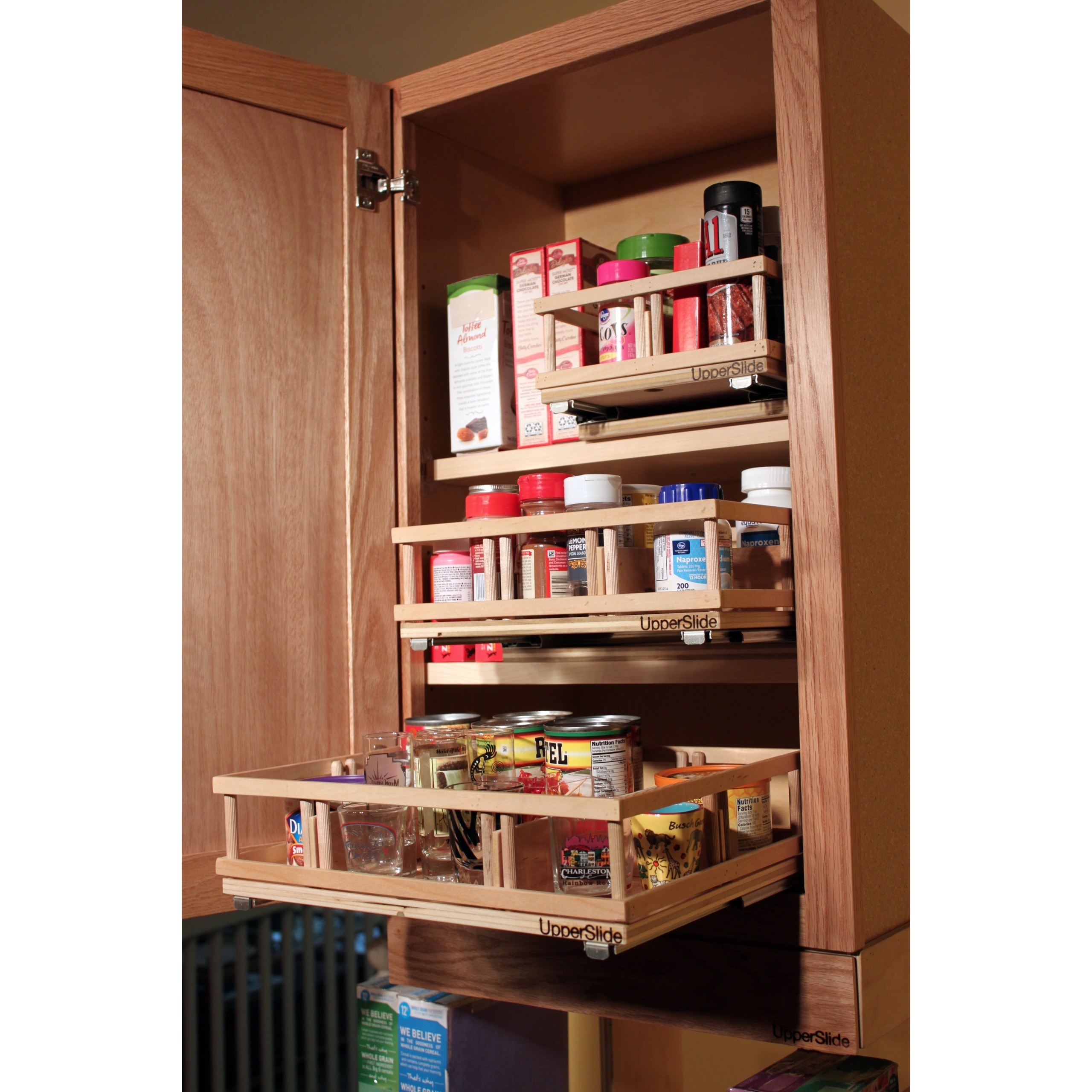 HOUSE AGAIN Pull Down Kitchen Cabinet Organizer, Drop Down Spice Rack Easy  Reach for Pantry/Cabinet/Cupboard, Sliding Out Storage Basket for Upper