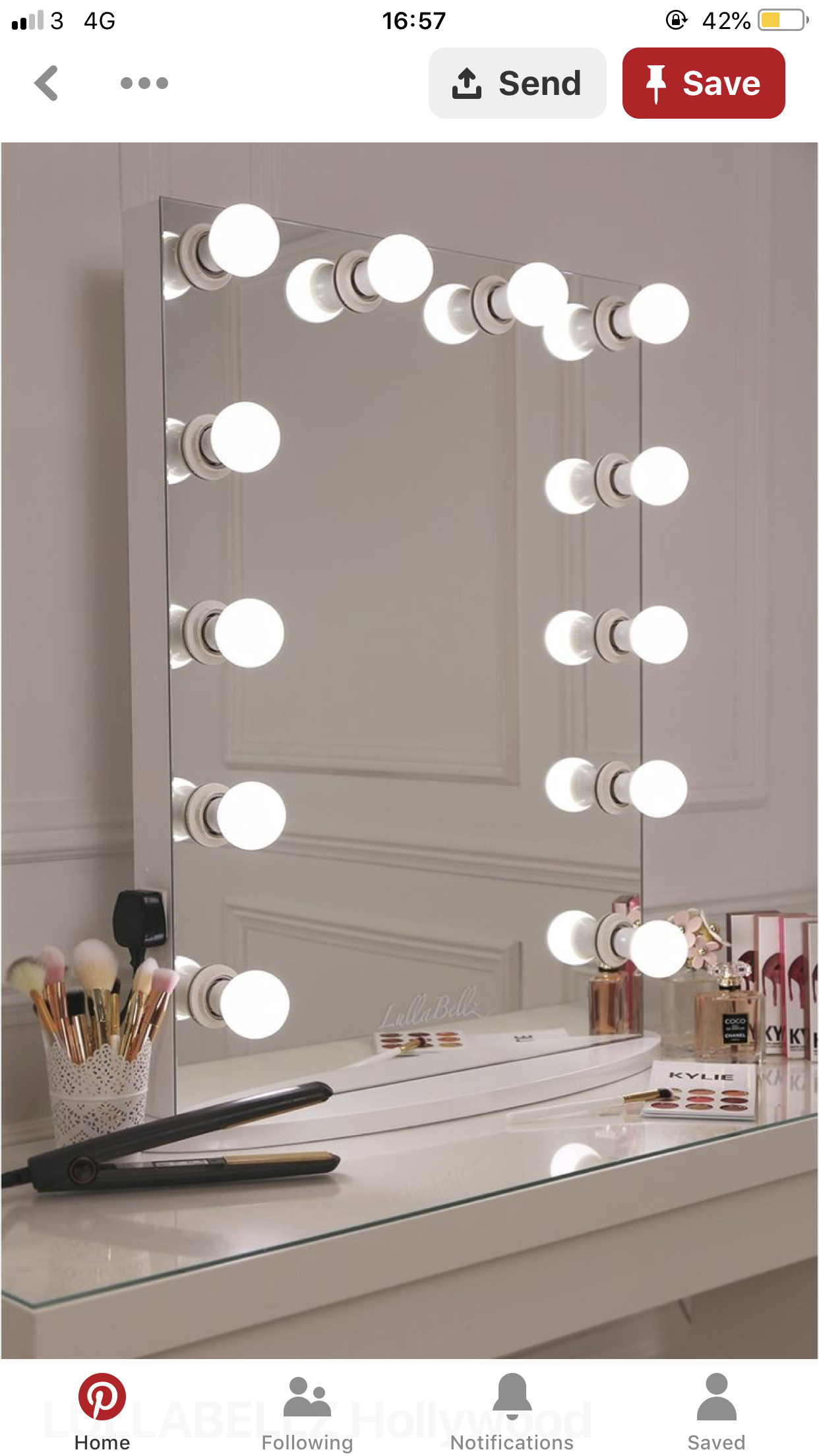 makeup mirror with lights around it